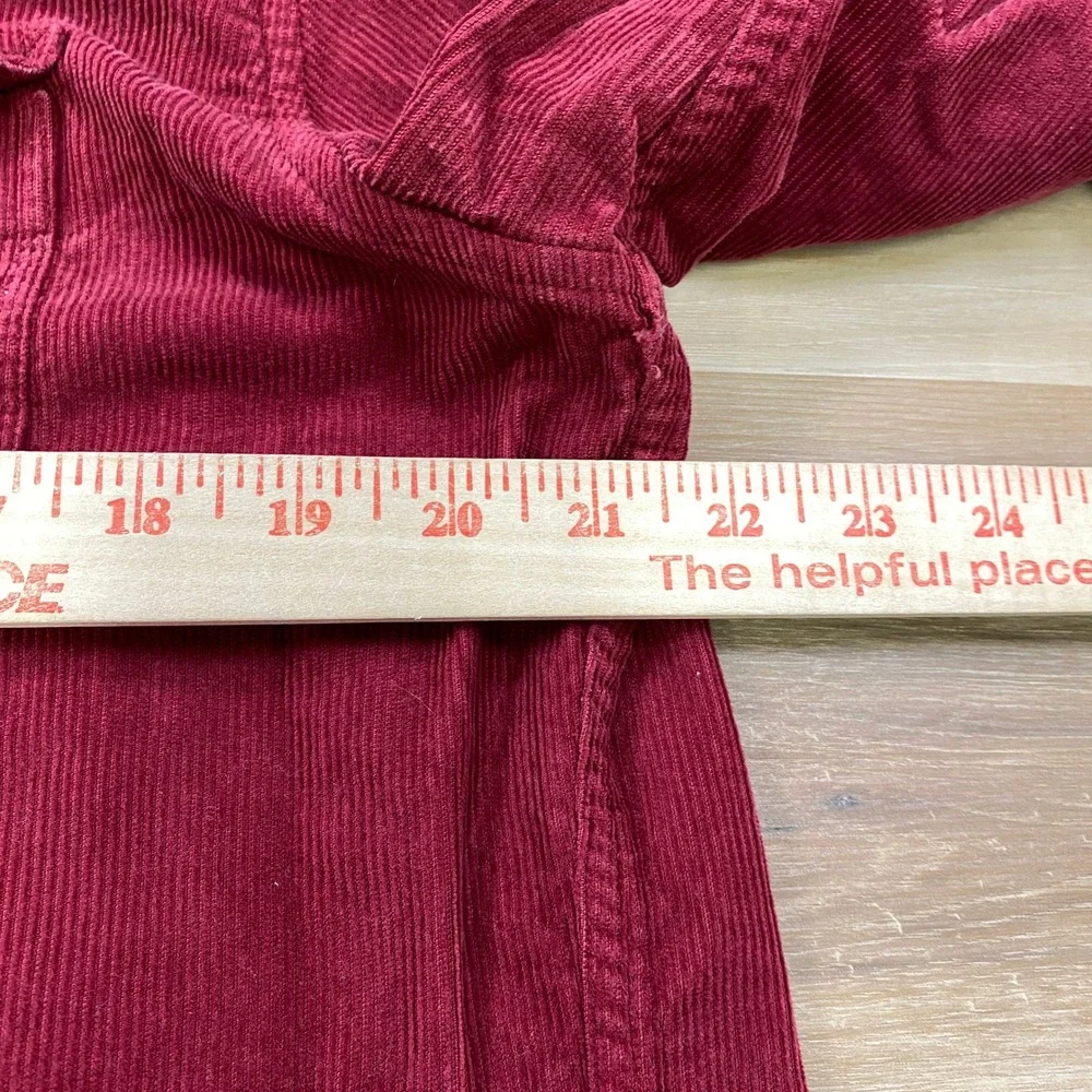 J. Crew Corduroy Work Shirt Mens L Slim Heritage Cotton Chest Pockets Burgundy